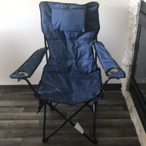 Everyday Essentials Navy Blue Outdoor High Back Chair with Cushioned Headrest - Picture 2 of 11